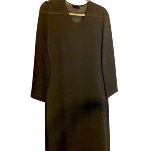 NICOLE FARHI Dresses & Skirts - Nicole Fargo Black Label Vtg Black Dress With Textured Stripes  Sheer